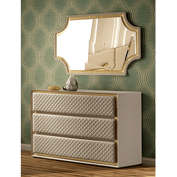 Circe Collection Upholstered Dresser Beige / Gold