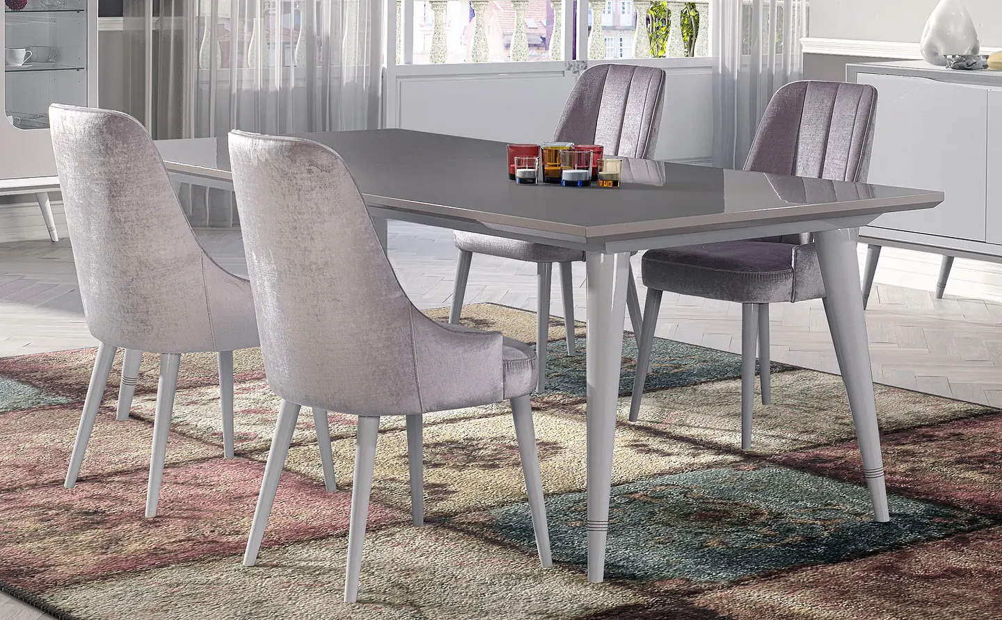 Dining Table Charlotte Collection White / Capuccino Gloss 1