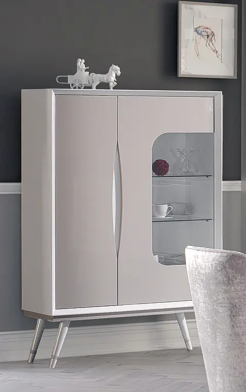 Cristaleira Charlotte Collection Branca/Capuccino Brilho