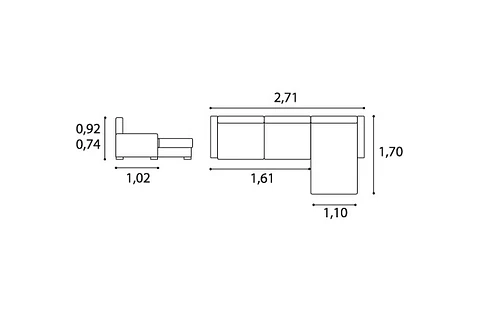 Orly Sofa + Chaise Longue