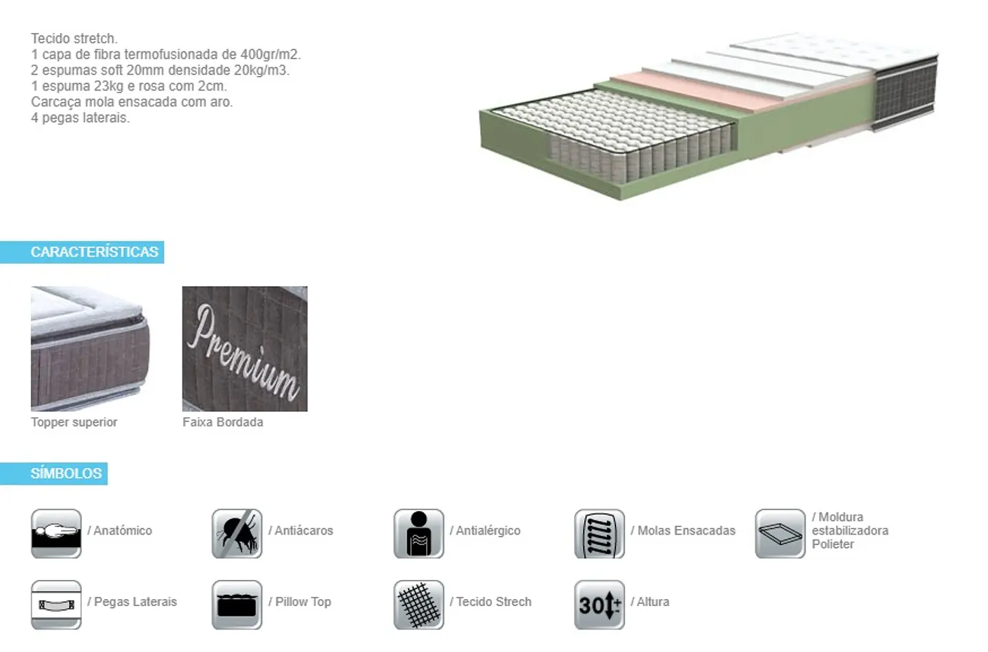 Matelas Premium Double Topper Lusocolchão 2