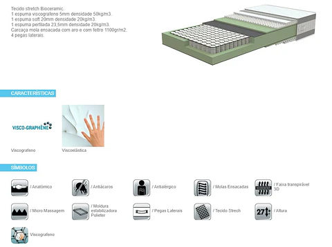 Colchão Molas Ensacadas Lusocolchão Bioceramic