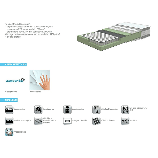 Matelas à ressorts ensachés biocéramique Lusocolchão