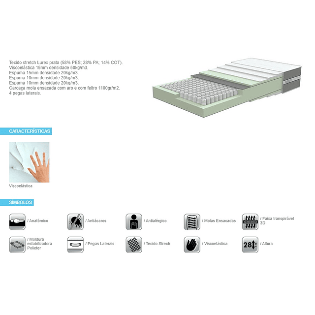 Matelas à ressorts ensachés Eden Lusocolchão