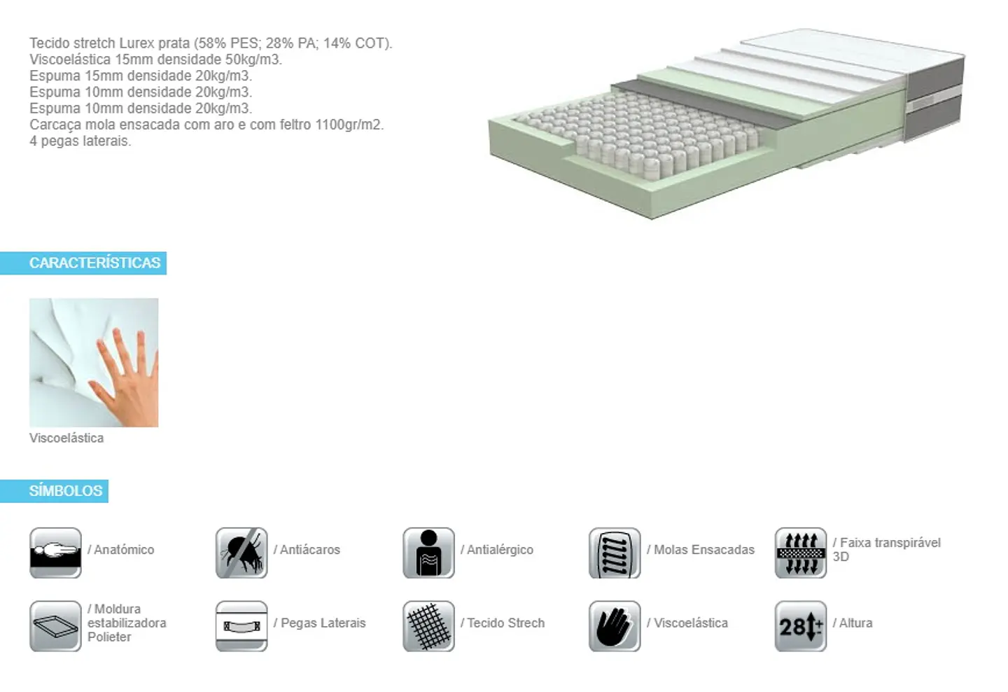 Matelas à ressorts ensachés Eden Lusocolchão 2