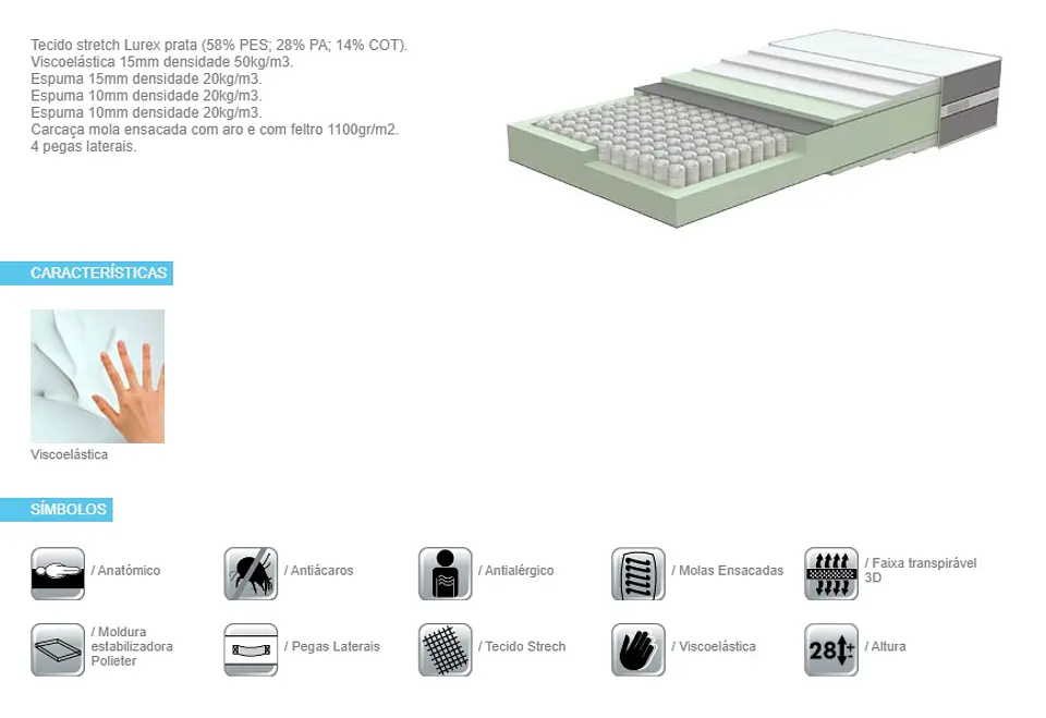 Matelas à ressorts ensachés Eden Lusocolchão 2