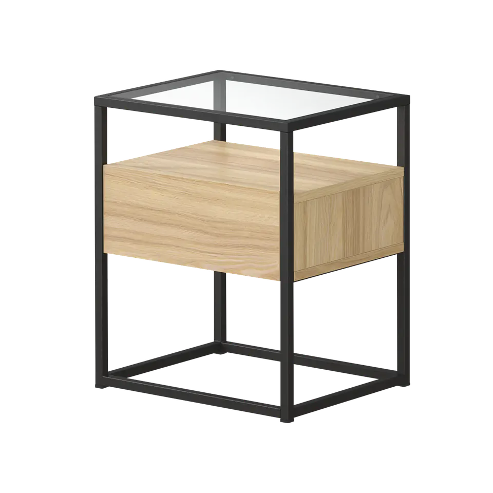 Mesa de Apoio City com Gaveta e Tampo de Vidro 1