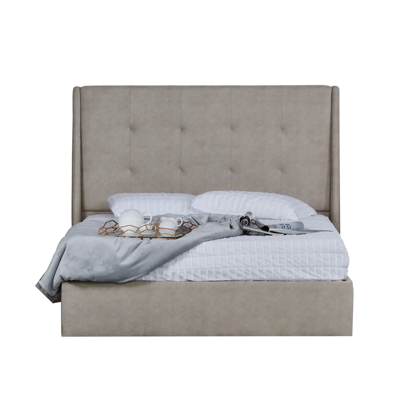 Cama Estofada Alison com Arrumação 1