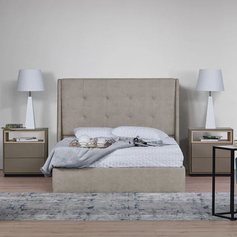 Cama Estofada Alison com Arrumação