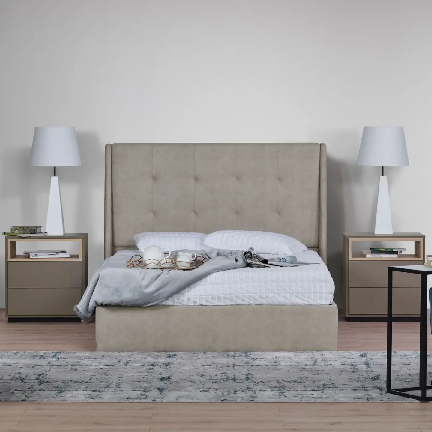 Cama Estofada Alison com Arrumação 2