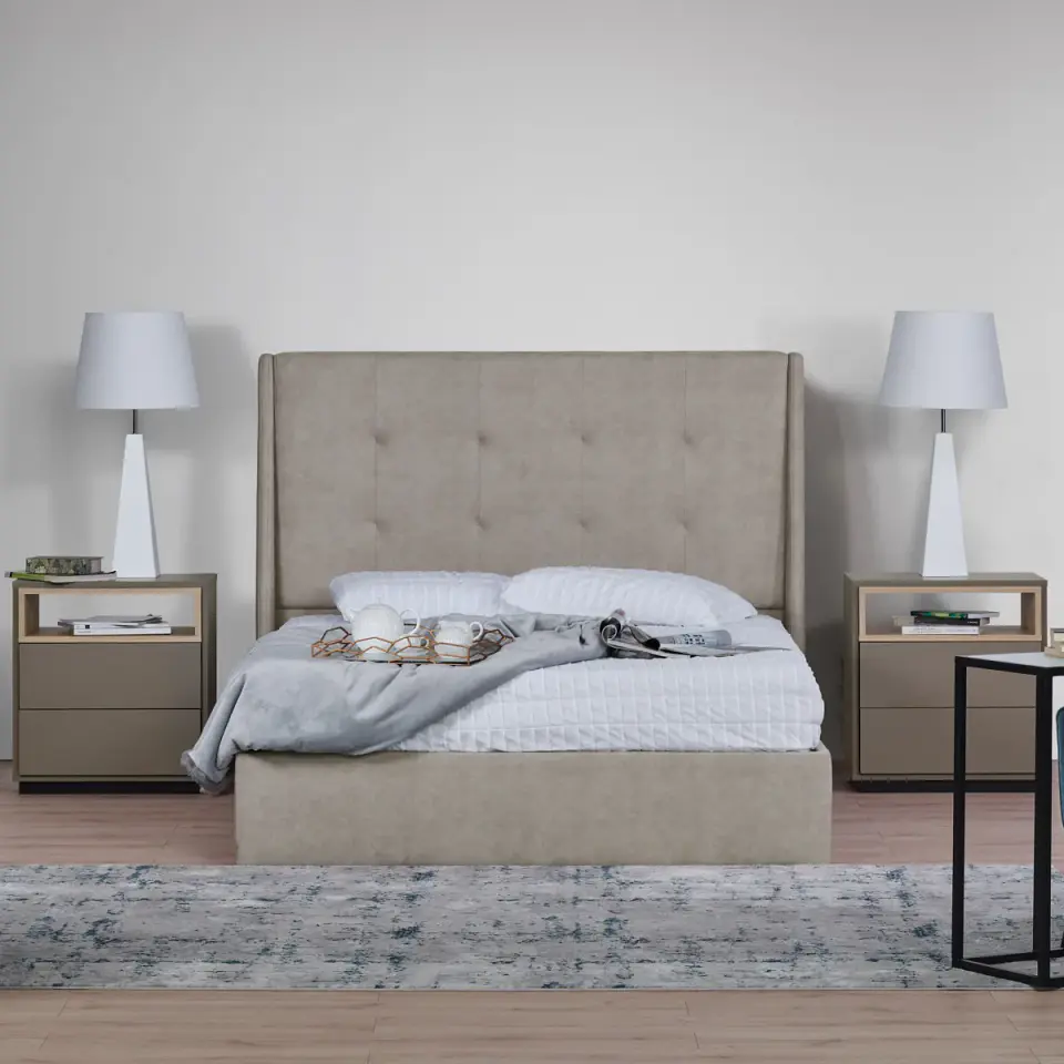 Cama Estofada Alison com Arrumação 2