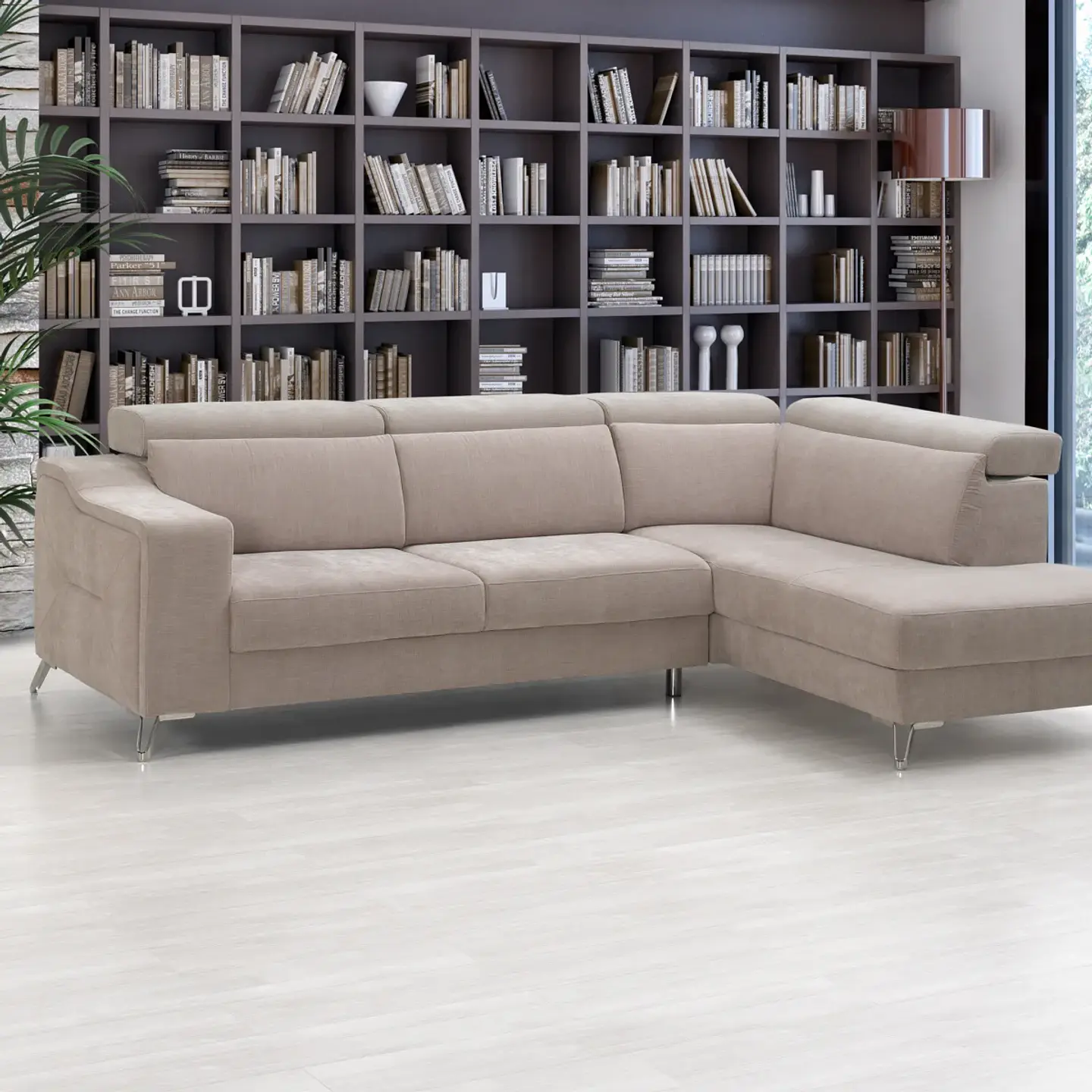 Sofá Zeller 3 Lugares com Chaise e Costas Reclináveis 2
