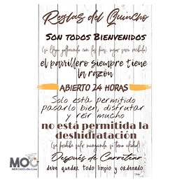 Cuadro de Madera "Reglas del Quincho 2020"