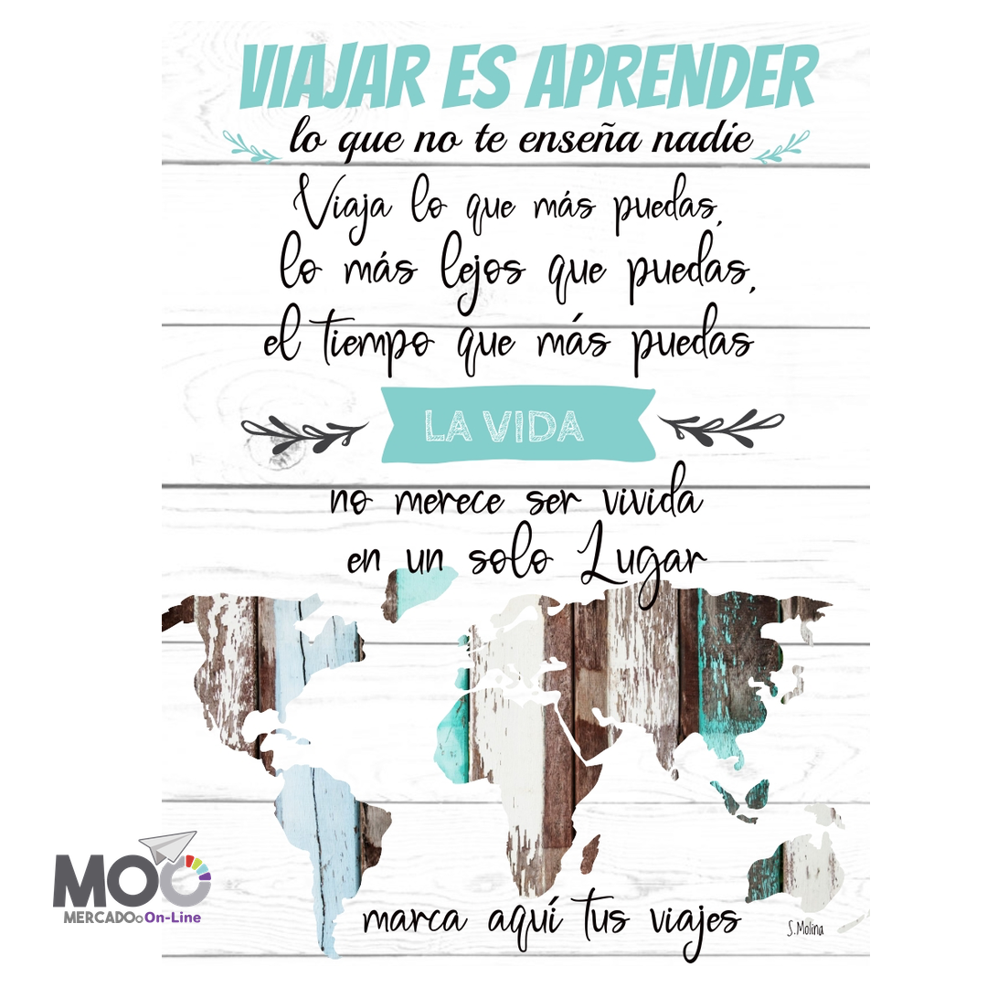 Cuadro de Madera "Viajar es Aprender"