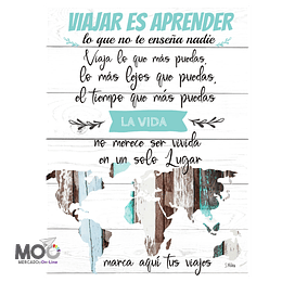 Cuadro de Madera "Viajar es Aprender"