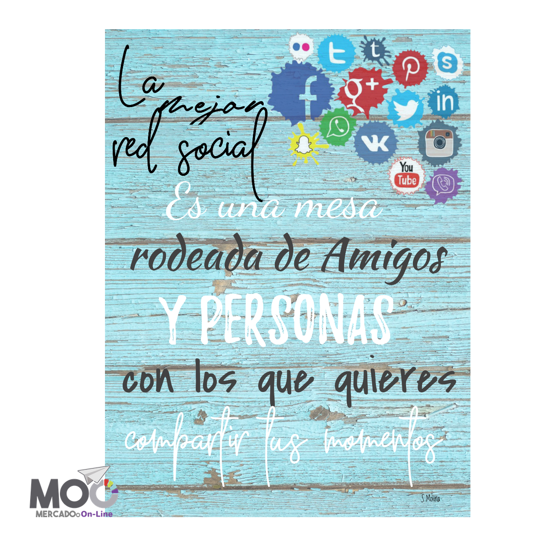 Cuadro de Madera "La Mejor Red Social"