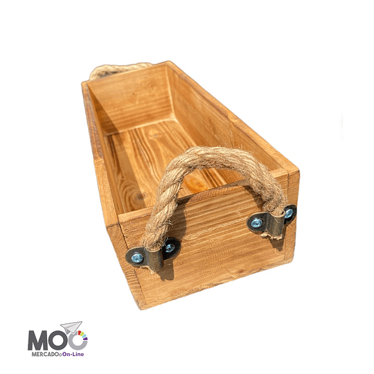 Caja de Madera Rectangular con Yute