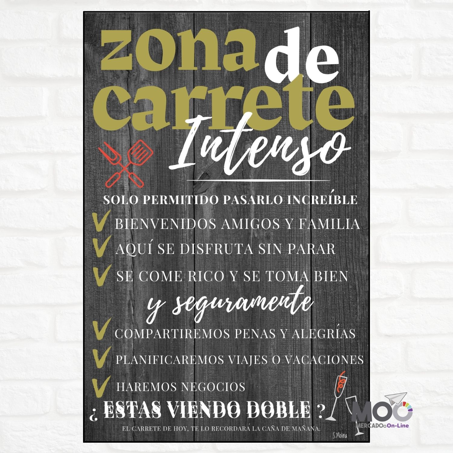 Cuadro de Madera "Zona de Carrete"