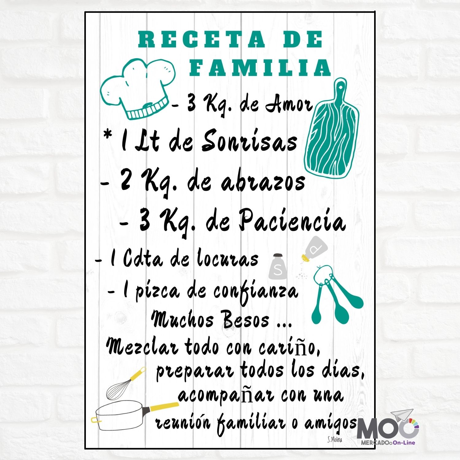 Cuadro de Madera "Receta de Familia"