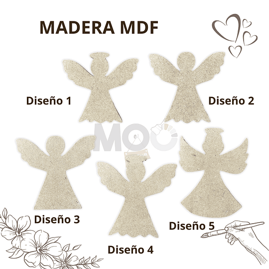 Angelitos en madera MDF, Dos medidas, Diseños - Para Pintar