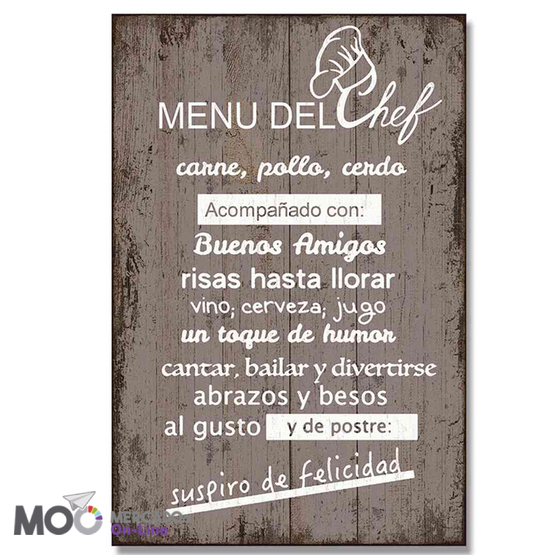 Cuadro de Madera "Menú del Chef"