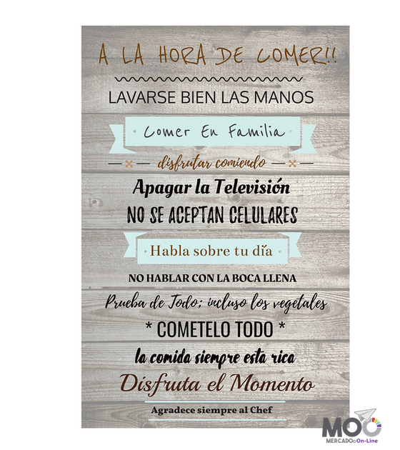 Cuadro de Madera "A la Hora de Comer"