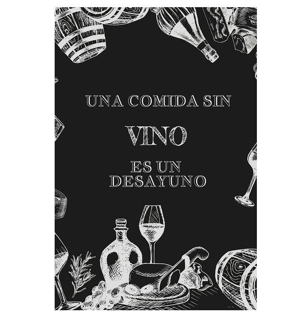 Cuadro de Madera "Una comida sin Vino"