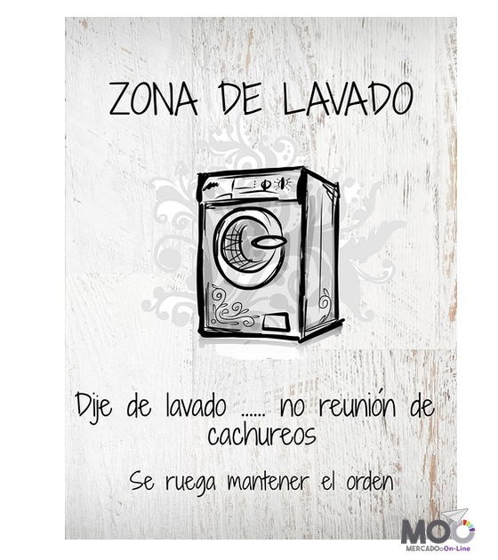 Cuadro De Madera 30x40 "Zona de Lavado"