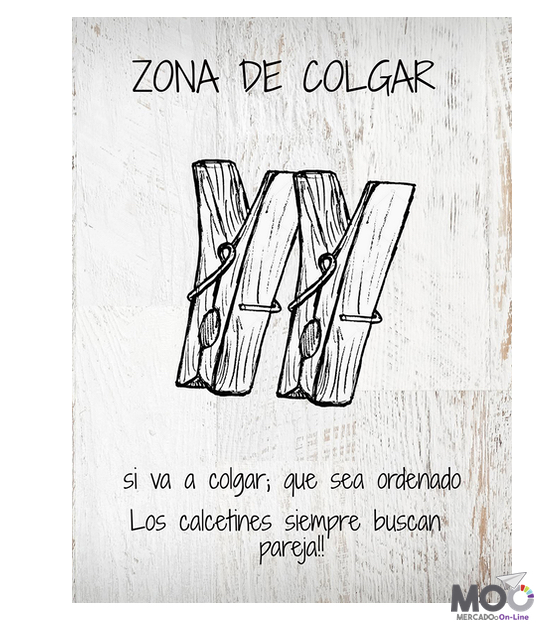 Cuadro de Madera 30x40 "Zona de Colgar"