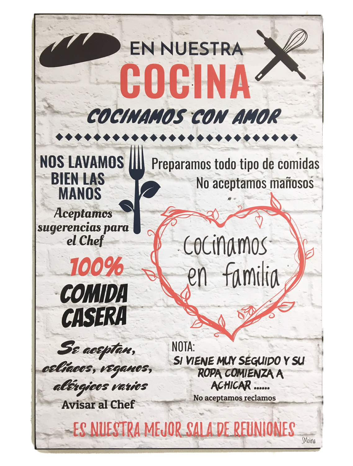 Cuadro de Madera "En Nuestra Cocina"