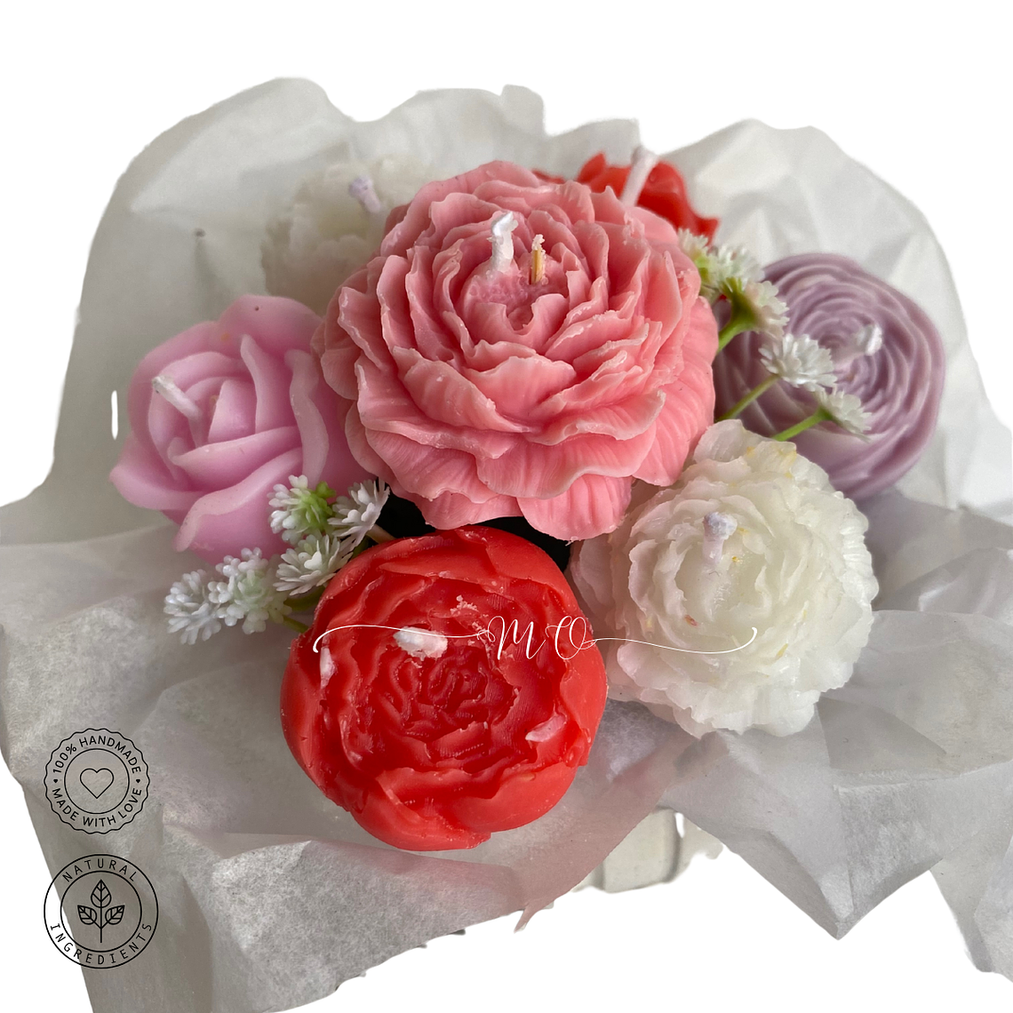 Arreglo de Mini Flores – 6 Miniaturas + Flor Central 2