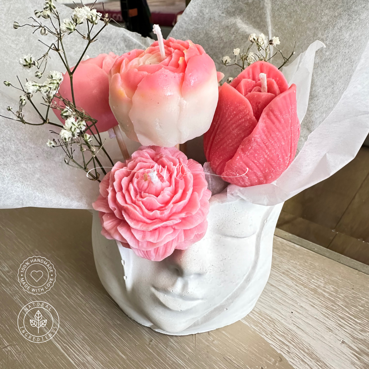 Bouquet Rostro pensante con Flores
