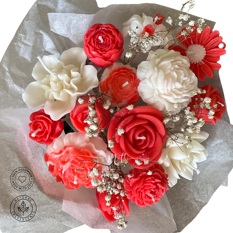 Bouquet de 14 Flores tonalidades Rojos 2