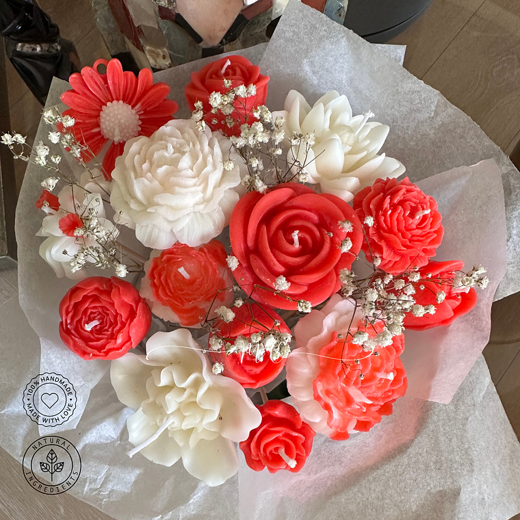 Bouquet de 14 Flores tonalidades Rojos 3