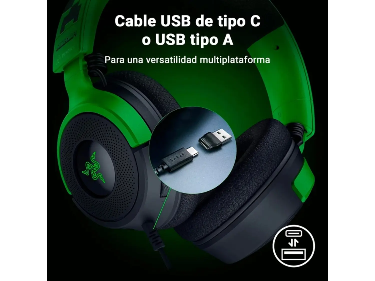 Audifono Gamer Razer Kraken V4 X Minecraft 5