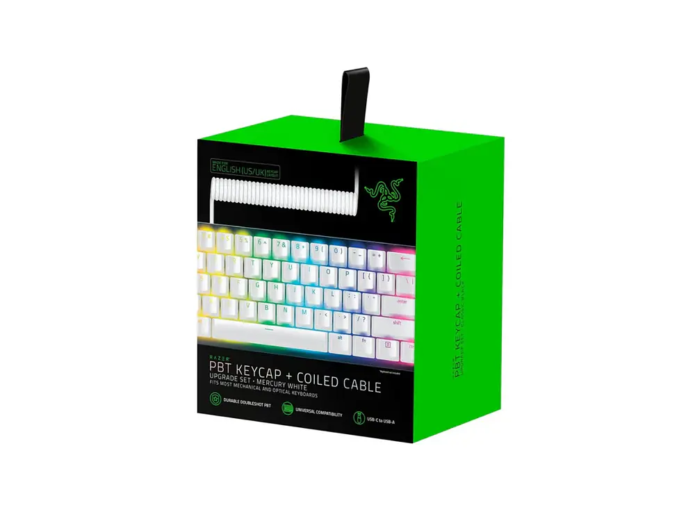 Razer Pack Keycap PBT + Coiled Cable Mercury 1