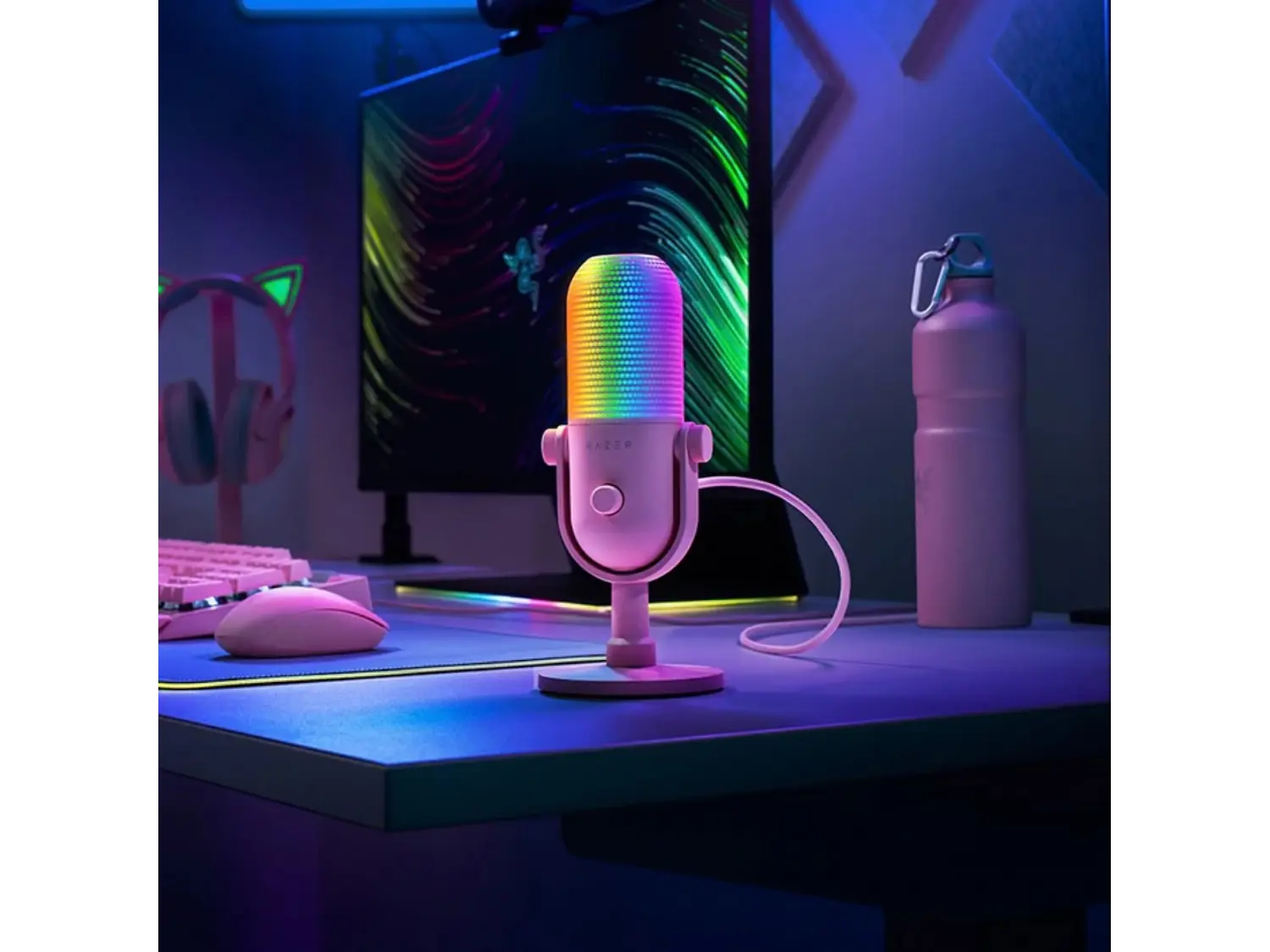 Micrófono Gamer Razer Seiren V3 Chroma Quartz, Color Rosado 5