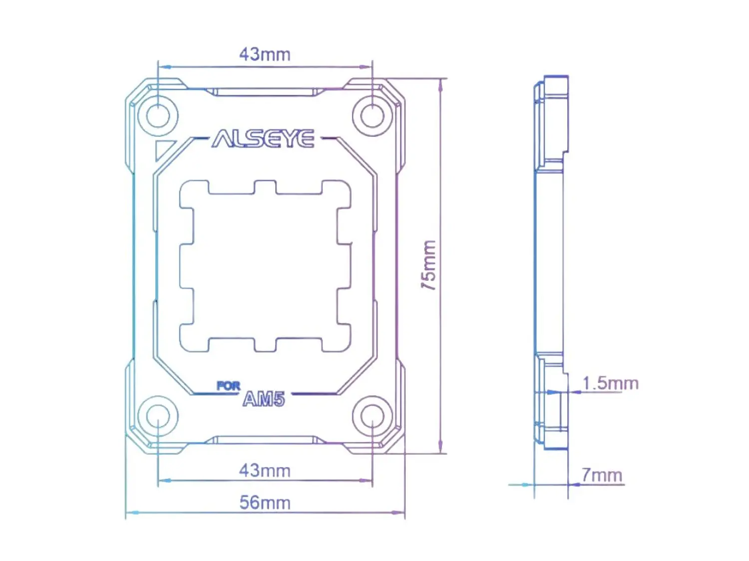 Bracket CPU Alseye Para AM5, Color Plateado 5