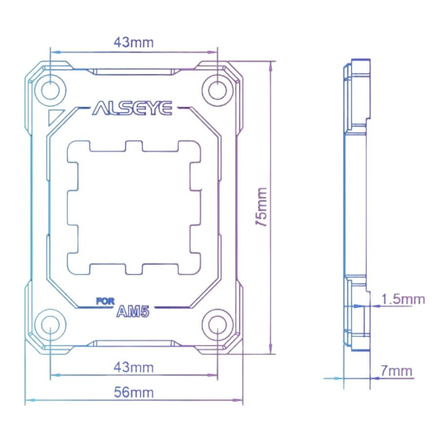 Bracket CPU Alseye Para AM5, Color Plateado 5