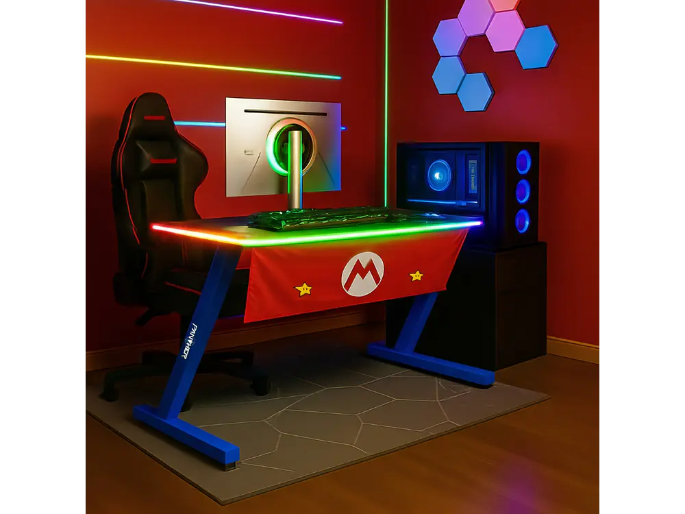 Escritorio Gamer RGB, 120Cm x 60Cm, Diseño: Super Mario 1