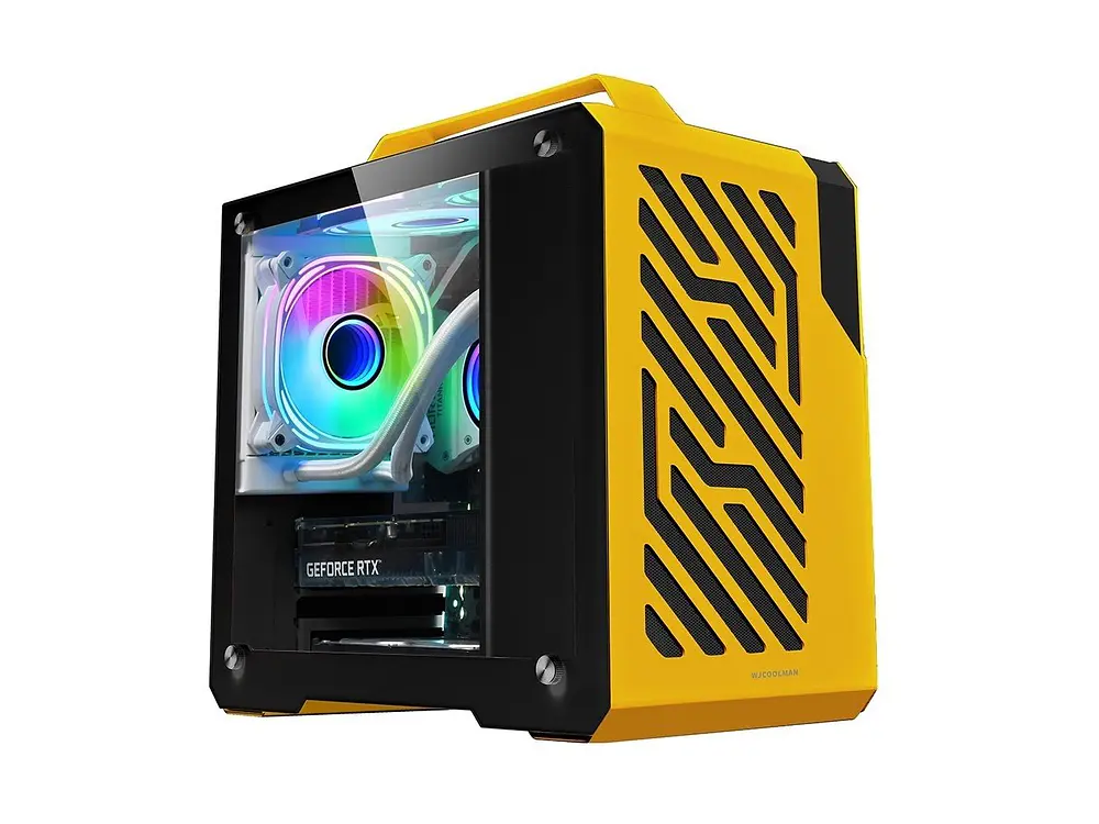 Gabinete Mini G600 WJCoolman, Color Amarillo, Micro Atx, itx 1