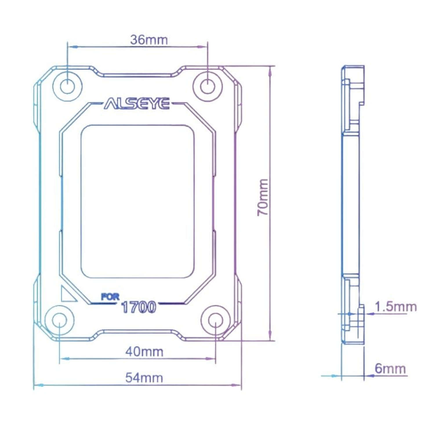 Bracket CPU Alseye Para Intel LGA 1700, Color Negro 3