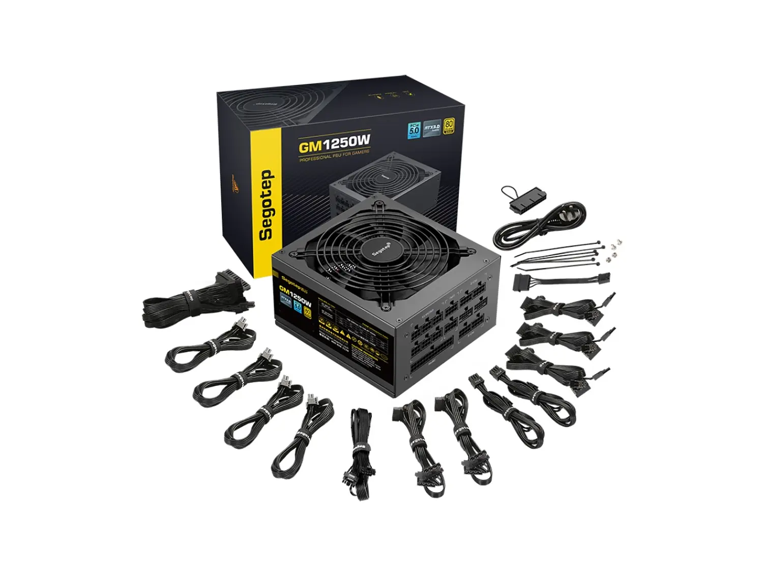 Fuente de Poder 1250W Segotep GM1250W, 80 PLUS Gold, ATX 3.0, Modular, Color Negro 1