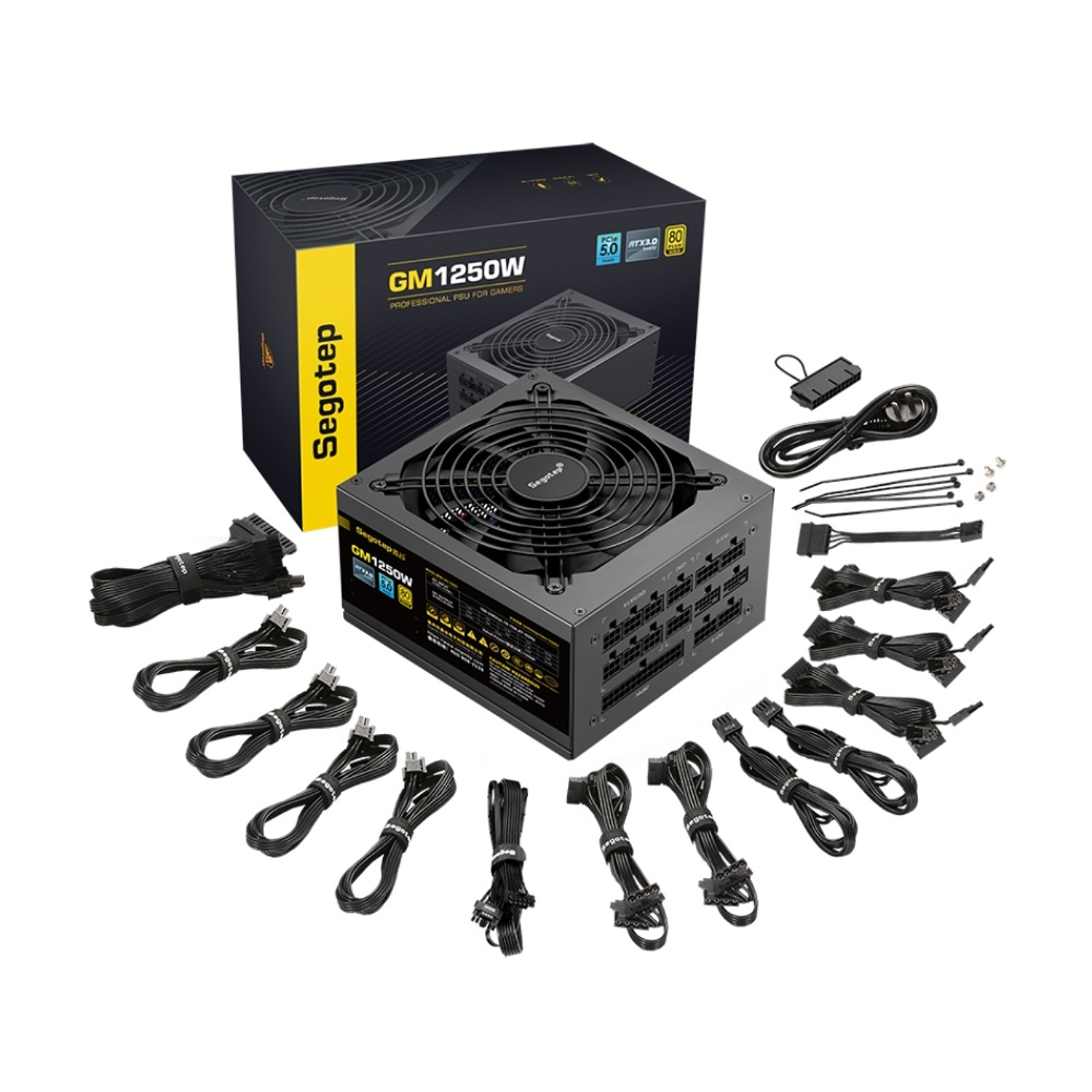 Fuente de Poder 1250W Segotep GM1250W, 80 PLUS Gold, ATX 3.0, Modular, Color Negro 1