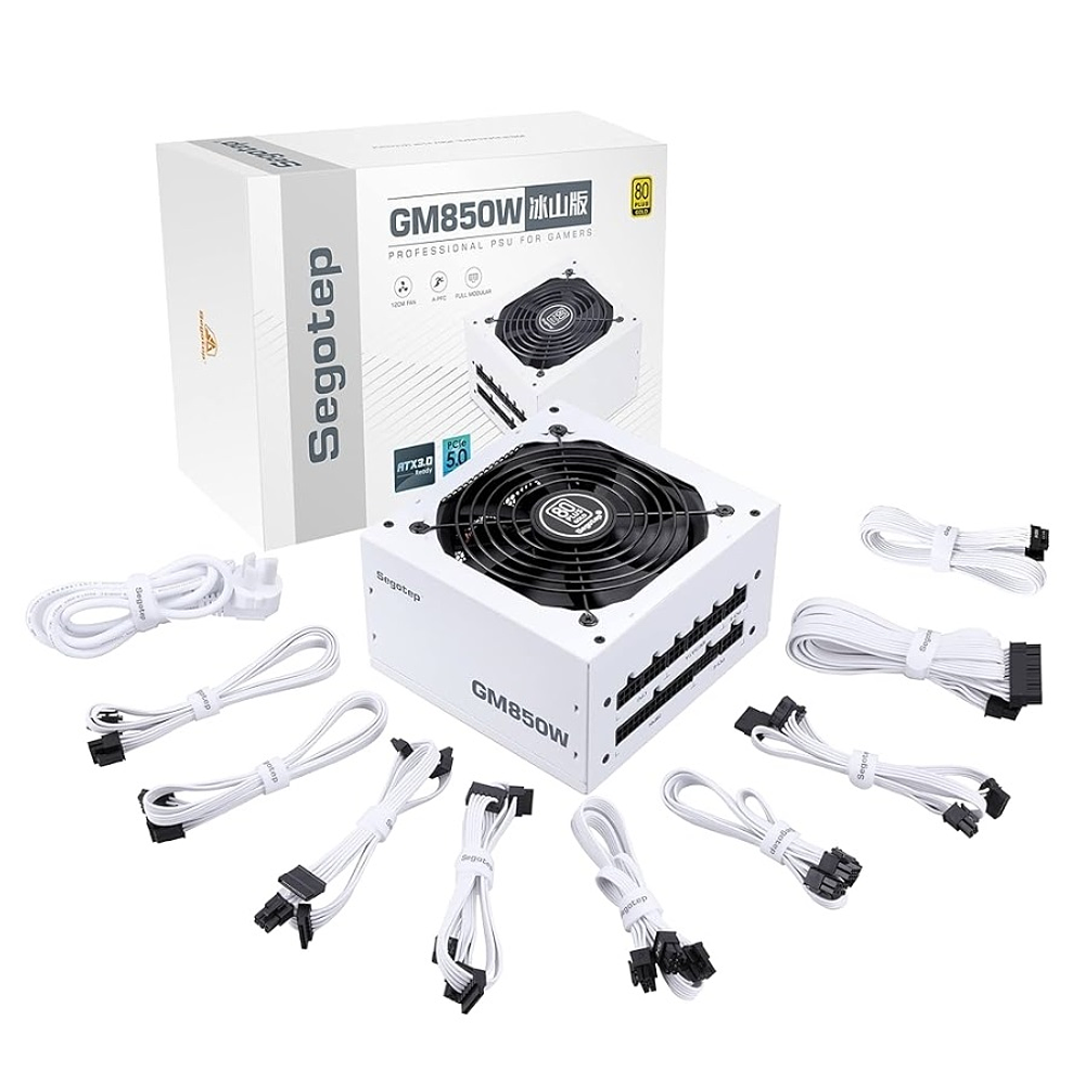 Fuente de Poder 850W Segotep GM850W, 80 PLUS Gold, ATX 3.1, Modular, Color Blanco 1