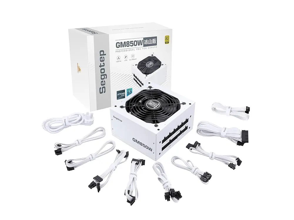 Fuente de Poder 850W Segotep GM850W, 80 PLUS Gold, ATX 3.1, Modular, Color Blanco 1
