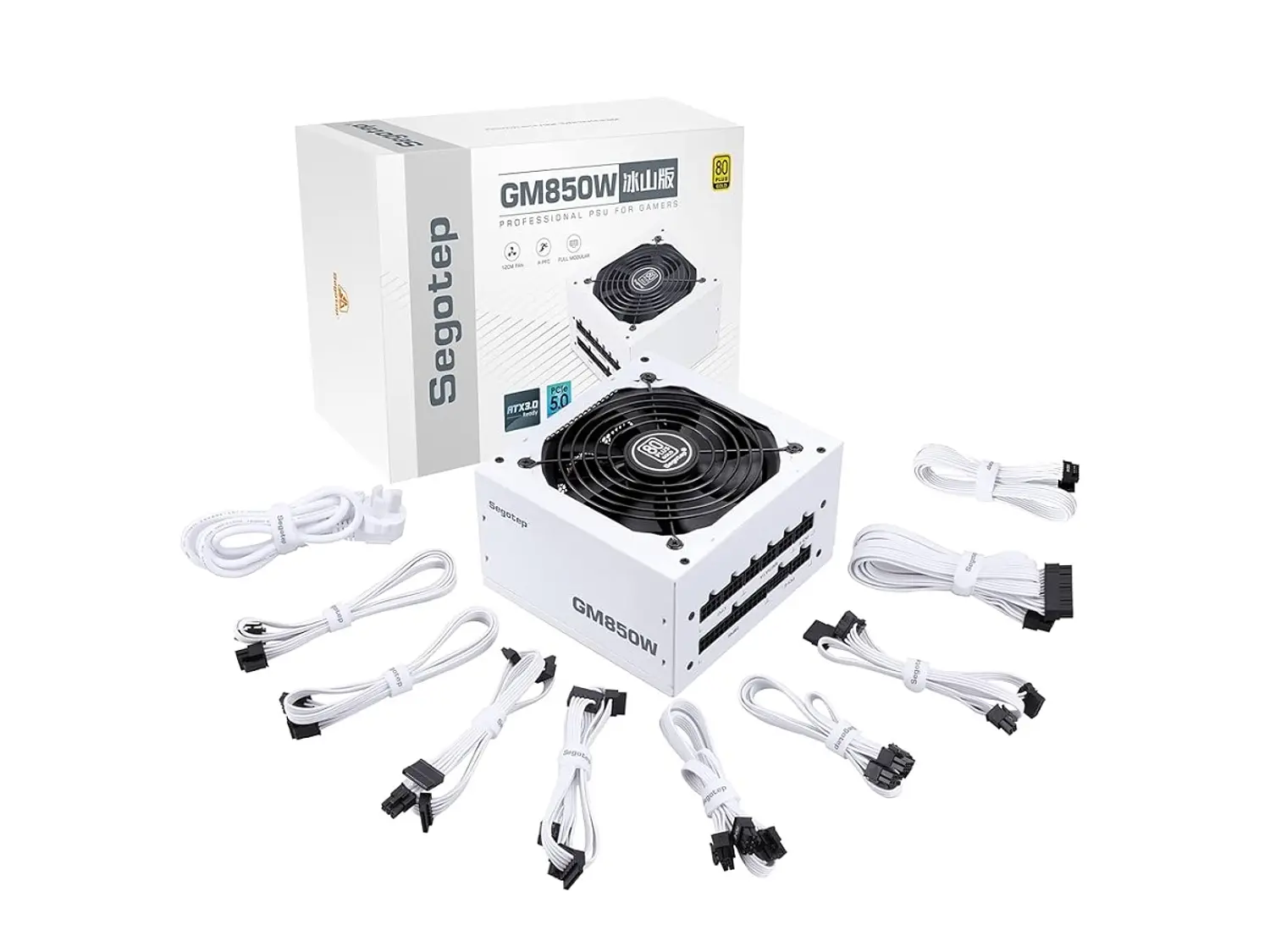 Fuente de Poder 850W Segotep GM850W, 80 PLUS Gold, ATX 3.1, Modular, Color Blanco 1