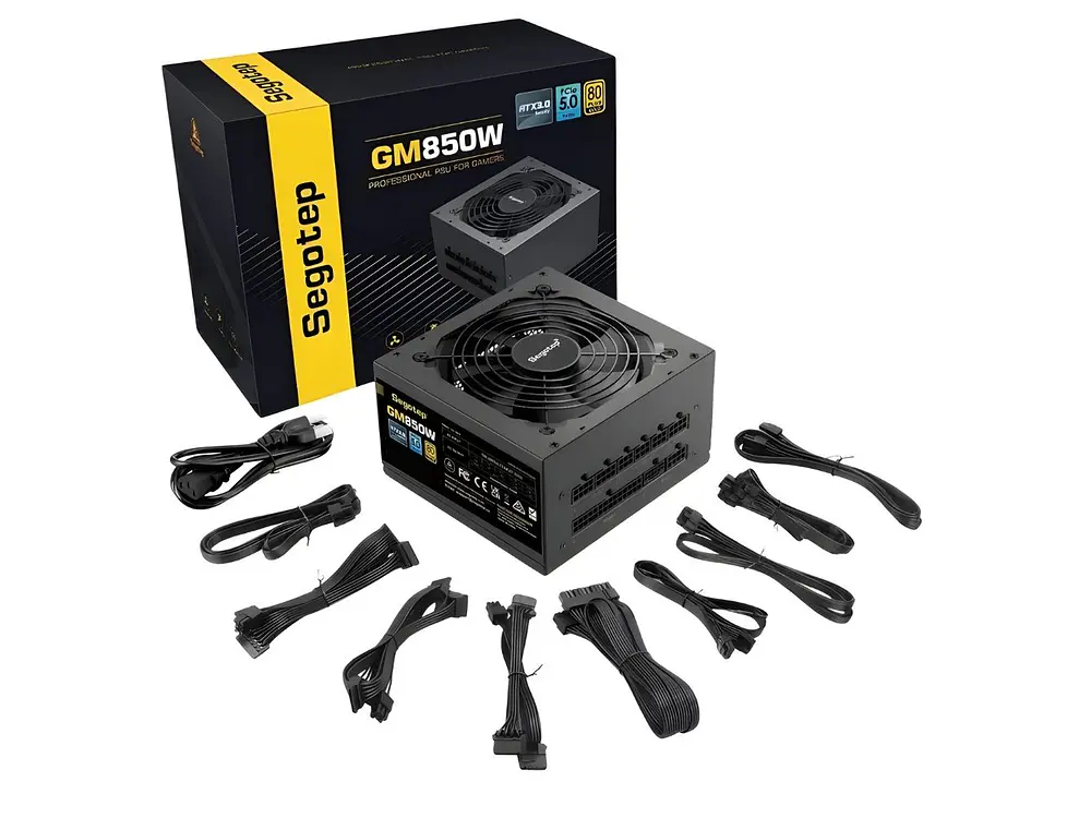 Fuente de Poder 850W Segotep GM850W, 80 PLUS Gold, ATX 3.1, Modular, Color Negro 1