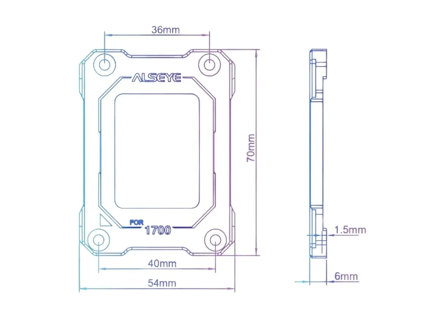 Bracket CPU Alseye Para Intel LGA 1700, Color Plateado 2