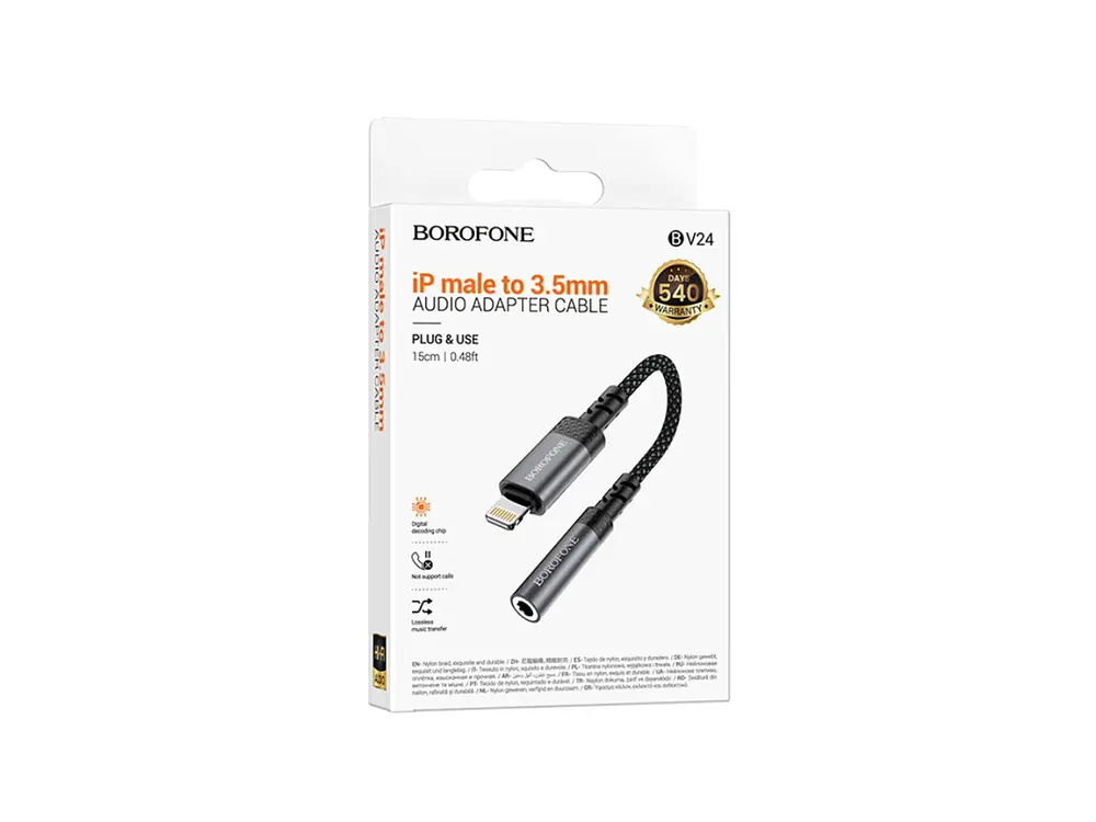 Adaptador de Audio Borofone BV24, Lightning a Jack 3.5 1